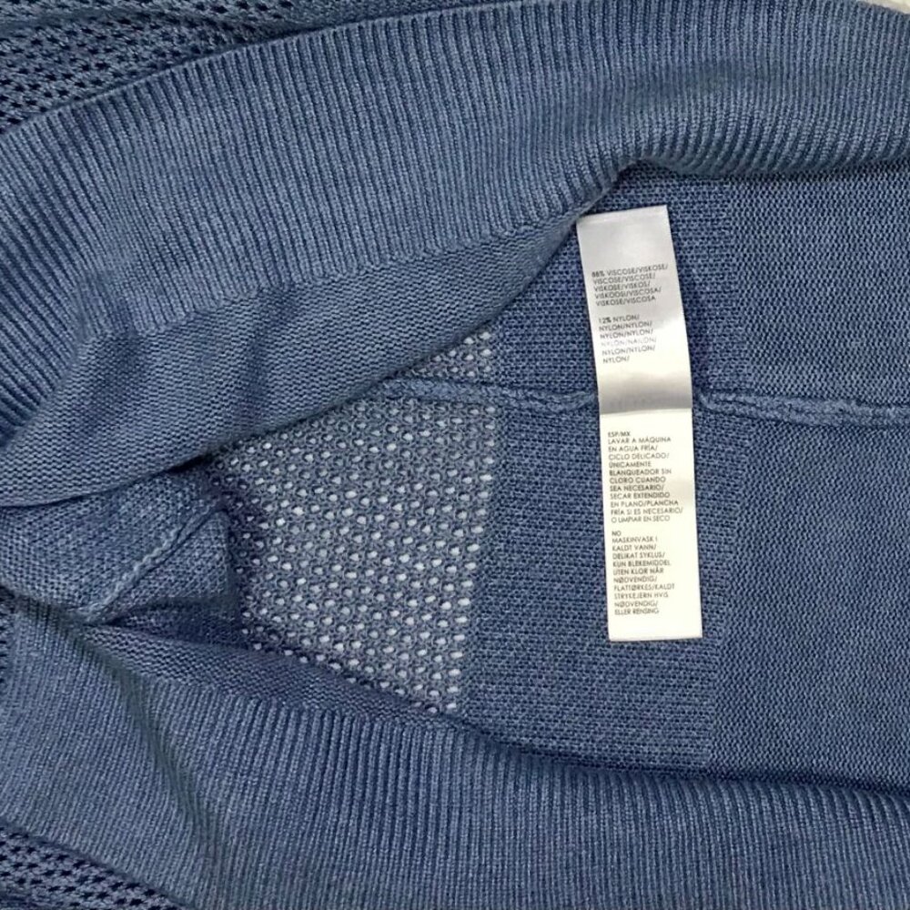 New Liverpool LA Blue Viscose Knit Top • Mesh Details, Flare Sleeve • NWT Small - Picture 10 of 13